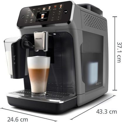 Serie 5500 Kaffeevollautomat (EP5544/50) – LatteGo Milchsystem, 20 heiße und kalte Kaffeespezialitäten, 40% leiser mit SilentBrew,QuickStart, chwarz/Grau