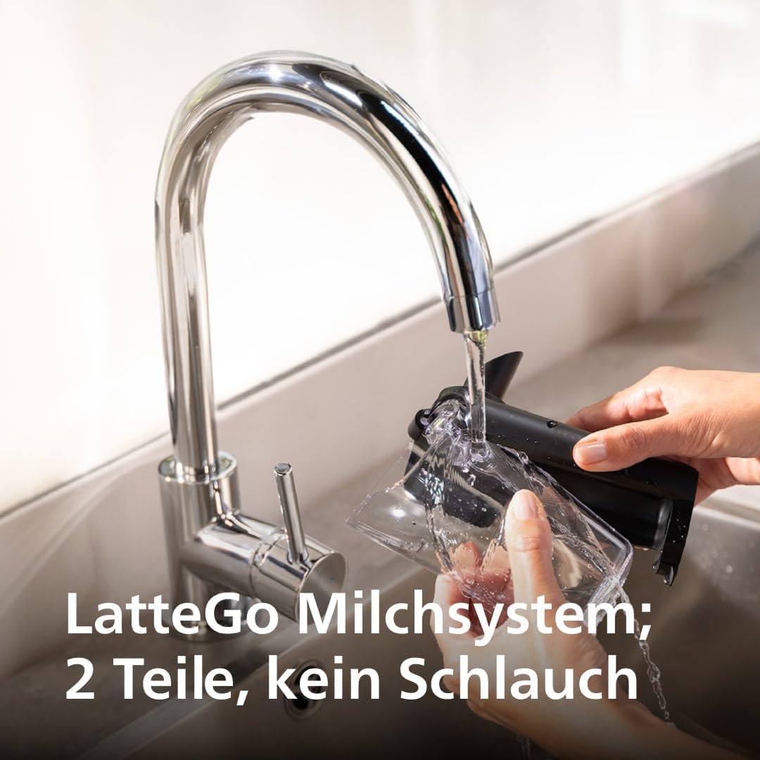 Serie 5500 Kaffeevollautomat (EP5544/50) – LatteGo Milchsystem, 20 heiße und kalte Kaffeespezialitäten, 40% leiser mit SilentBrew,QuickStart, chwarz/Grau