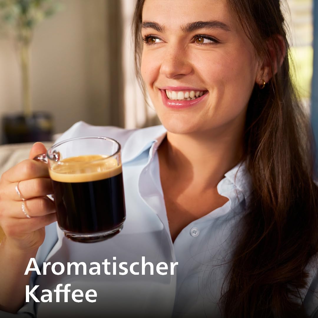 Serie 5500 Kaffeevollautomat (EP5544/50) – LatteGo Milchsystem, 20 heiße und kalte Kaffeespezialitäten, 40% leiser mit SilentBrew,QuickStart, chwarz/Grau