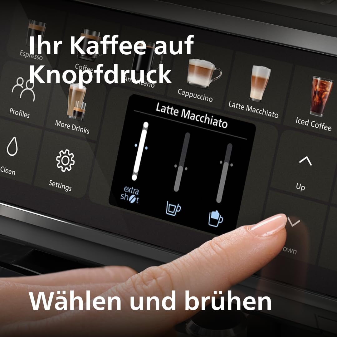 Serie 5500 Kaffeevollautomat (EP5544/50) – LatteGo Milchsystem, 20 heiße und kalte Kaffeespezialitäten, 40% leiser mit SilentBrew,QuickStart, chwarz/Grau