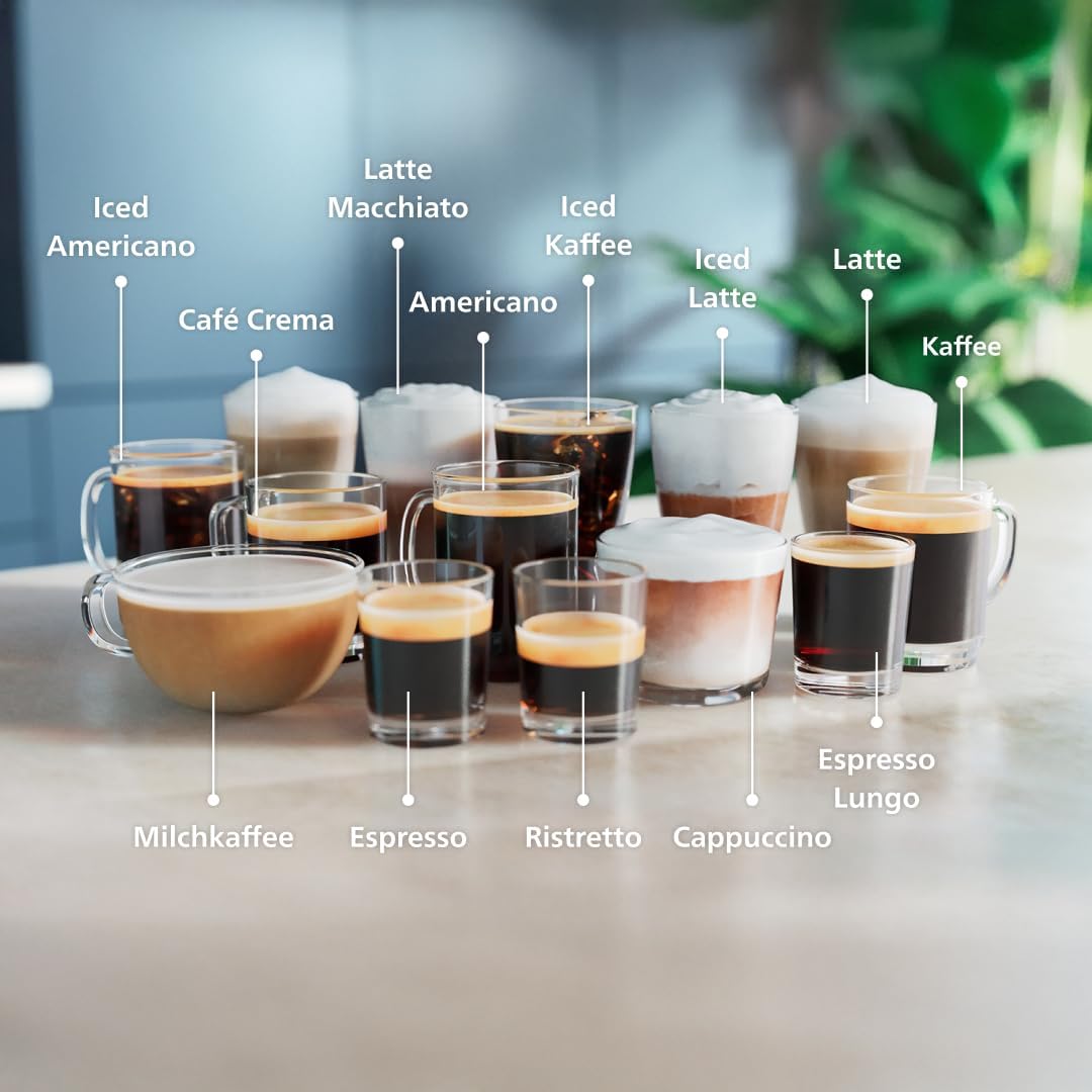 Serie 5500 Kaffeevollautomat (EP5544/50) – LatteGo Milchsystem, 20 heiße und kalte Kaffeespezialitäten, 40% leiser mit SilentBrew,QuickStart, chwarz/Grau