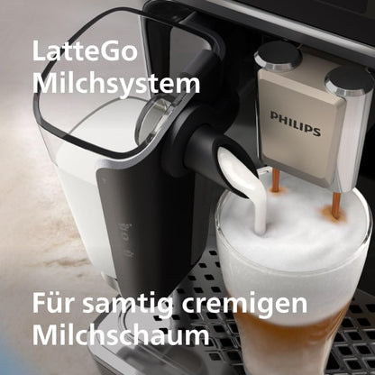 Serie 5500 Kaffeevollautomat (EP5544/50) – LatteGo Milchsystem, 20 heiße und kalte Kaffeespezialitäten, 40% leiser mit SilentBrew,QuickStart, chwarz/Grau
